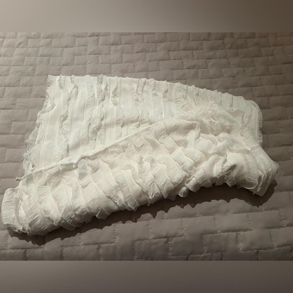 Elegant White Ruffled Baby Swaddle Blanket